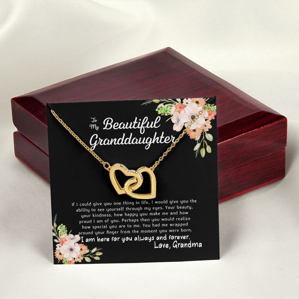 To My Beautiful Granddaughter Interlocking Hearts Necklace Gift From Grandma