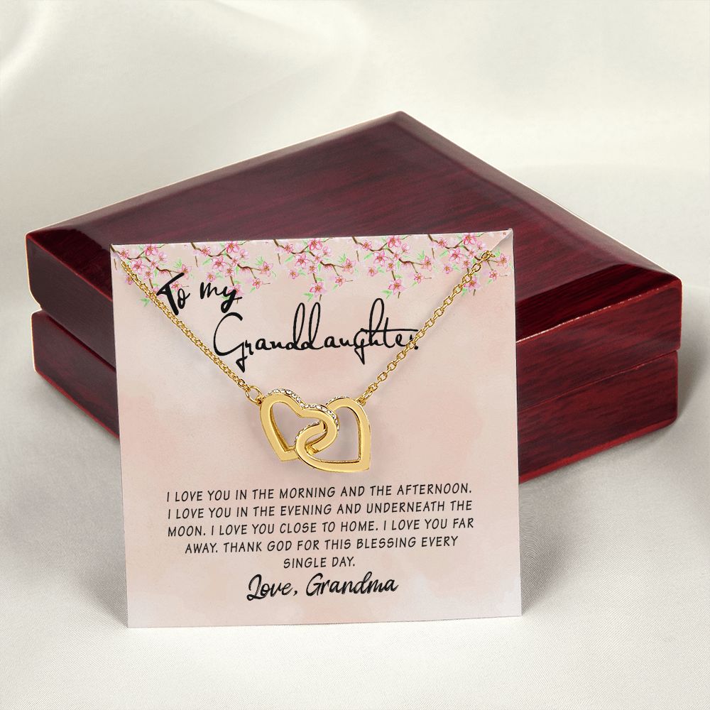 To My Granddaughter Interlocking Hearts Necklace Gift From Grandma