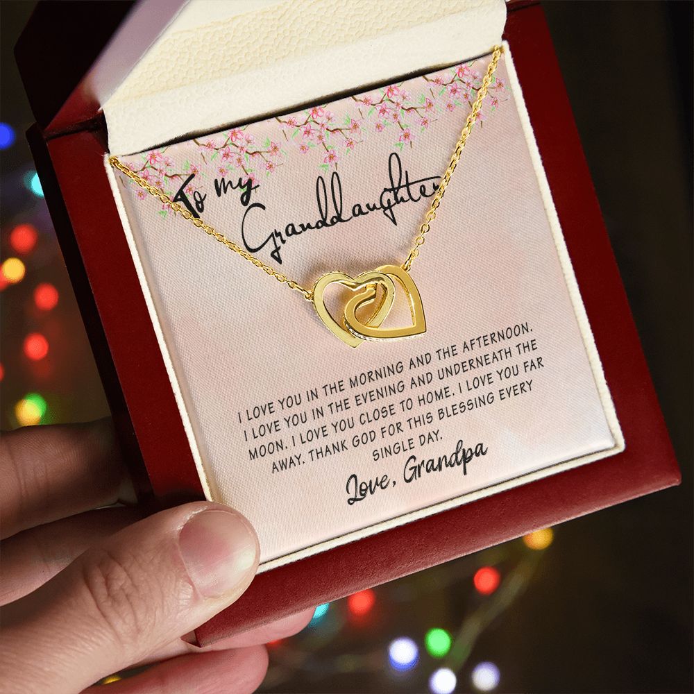 To My Granddaughter Interlocking Hearts Necklace Gift From Grandpa