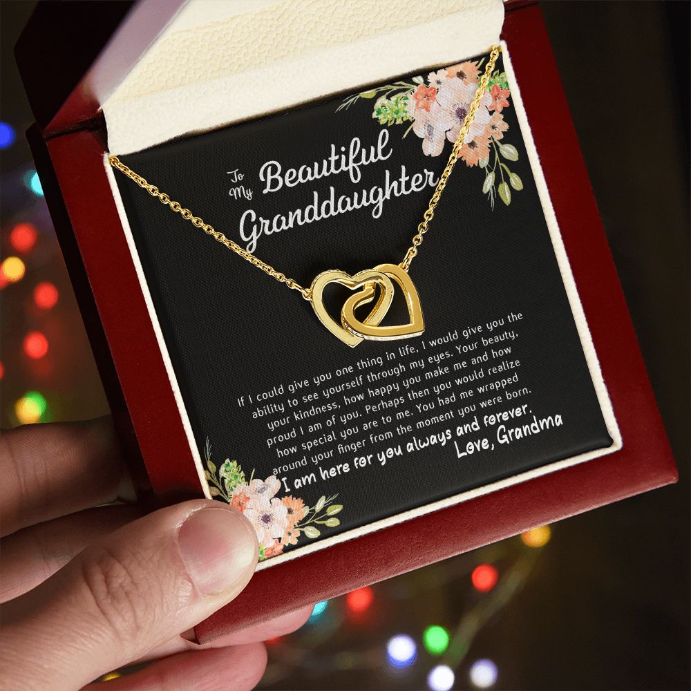 To My Beautiful Granddaughter Interlocking Hearts Necklace Gift From Grandma