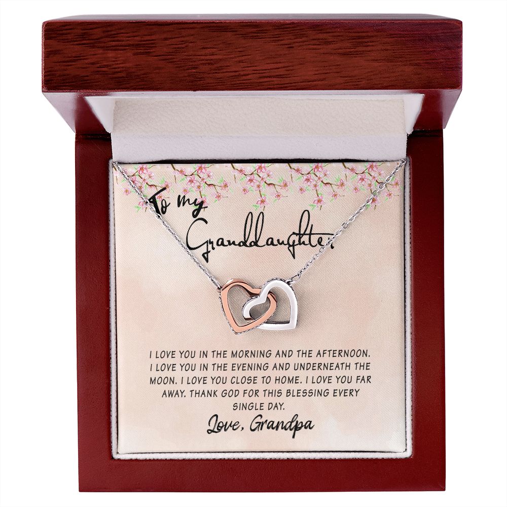 To My Granddaughter Interlocking Hearts Necklace Gift From Grandpa