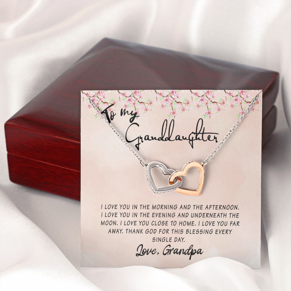 To My Granddaughter Interlocking Hearts Necklace Gift From Grandpa