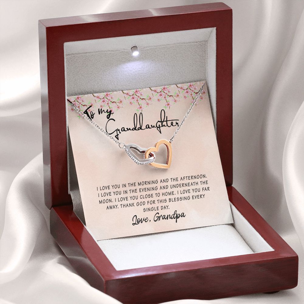 To My Granddaughter Interlocking Hearts Necklace Gift From Grandpa
