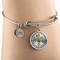 JL2107007 My Mind Still Talks To You Turquoise Butterflies Golden Cross Ruby Circle Adjustable Luxury Bangle with Back Engraving