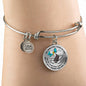 B0713003 My Mind Still Talks To You Turquoise Butterflies Stair Way To Heaven With Gold Cross Circle Adjustable Luxury Bangle with Back Engraving
