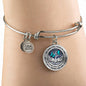 B0713005 My Mind Still Talks To You Turquoise Butterflies Silver Tree Of Life With Heart Wings Circle Adjustable Luxury Bangle with Back Engraving
