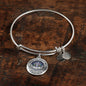 H0713009 My Mind Still Talks To You Turquoise Hummingbirds Silver Tree Of Life With Heart Wings Circle Adjustable Luxury Bangle with Back Engraving