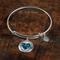 My Mind Still Talks To You Blue Butterfly Broken Heart Circle Adjustable Luxury Bangle with Back Engraving