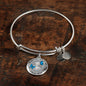 JL2207027 My Mind Blue Butterflies Silver Tree Of Life Circle Adjustable Luxury Bangle with Back Engraving