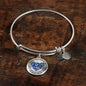 My Mind Still Talks To You Blue Butterflies Heart Shape 020520VTC09 Circle Adjustable Luxury Bangle with Back Engraving