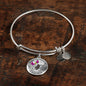 B0713019 My Mind Still Talks To You Pink Butterflies Stair Way To Heaven With Gold Cross Circle Adjustable Luxury Bangle with Back Engraving