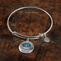 B0713005 My Mind Still Talks To You Turquoise Butterflies Silver Tree Of Life With Heart Wings Circle Adjustable Luxury Bangle with Back Engraving