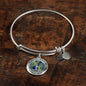 JL2407081 My Mind Still Talks To You Golden Dragonflies Celtic Tree Of Life Green Leaf And Galaxy Circle Adjustable Luxury Bangle with Back Engraving