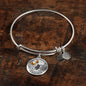 B0713018 My Mind Still Talks To You Orange Butterflies Stair Way To Heaven With Gold Cross Circle Adjustable Luxury Bangle with Back Engraving