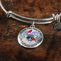 JL2207003 My Mind Red Cardinals And Metal Heart Tree Of Life With Galaxy Circle Adjustable Luxury Bangle with Back Engraving
