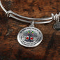 JL1407045 My Mind Still Talks To You Green Hummingbirds Tree Of Life And Wings Rose Circle Adjustable Luxury Bangle with Back Engraving