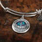 B0713005 My Mind Still Talks To You Turquoise Butterflies Silver Tree Of Life With Heart Wings Circle Adjustable Luxury Bangle with Back Engraving