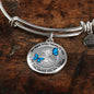 JL2207027 My Mind Blue Butterflies Silver Tree Of Life Circle Adjustable Luxury Bangle with Back Engraving