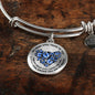 My Mind Still Talks To You Blue Butterflies Heart Shape 020520VTC09 Circle Adjustable Luxury Bangle with Back Engraving