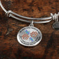 JL1507009 My Mind Turquoise Dragonflies Rose Gold Paw Circle Adjustable Luxury Bangle with Back Engraving