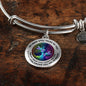 JL1507002 Turquoise Dragonflies And Tree Of Life Colorful Circle Adjustable Luxury Bangle with Back Engraving