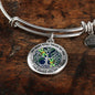 JL2407081 My Mind Still Talks To You Golden Dragonflies Celtic Tree Of Life Green Leaf And Galaxy Circle Adjustable Luxury Bangle with Back Engraving