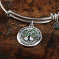 JL2407127 My Mind Still Talks To You Green Hummingbirds Black Celtic Tree Of Life Green Leaf Circle Adjustable Luxury Bangle with Back Engraving