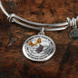 B0713018 My Mind Still Talks To You Orange Butterflies Stair Way To Heaven With Gold Cross Circle Adjustable Luxury Bangle with Back Engraving