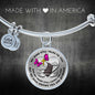 B0713019 My Mind Still Talks To You Pink Butterflies Stair Way To Heaven With Gold Cross Circle Adjustable Luxury Bangle with Back Engraving