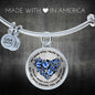 My Mind Still Talks To You Blue Butterflies Heart Shape 020520VTC09 Circle Adjustable Luxury Bangle with Back Engraving