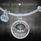 H0713009 My Mind Still Talks To You Turquoise Hummingbirds Silver Tree Of Life With Heart Wings Circle Adjustable Luxury Bangle with Back Engraving