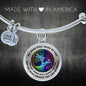 JL1507002 Turquoise Dragonflies And Tree Of Life Colorful Circle Adjustable Luxury Bangle with Back Engraving