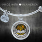 B0713017 My Mind Still Talks To You Orange Butterflies Gold Tree Of Life With Heart Wings Circle Adjustable Luxury Bangle with Back Engraving