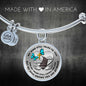 B0713003 My Mind Still Talks To You Turquoise Butterflies Stair Way To Heaven With Gold Cross Circle Adjustable Luxury Bangle with Back Engraving