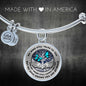 B0713005 My Mind Still Talks To You Turquoise Butterflies Silver Tree Of Life With Heart Wings Circle Adjustable Luxury Bangle with Back Engraving