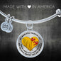 JL1407008 My Mind Still Talks To You Red Cardinal Heart Wing Gold Circle Adjustable Luxury Bangle with Back Engraving