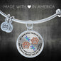JL1507009 My Mind Turquoise Dragonflies Rose Gold Paw Circle Adjustable Luxury Bangle with Back Engraving