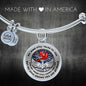 C0713005 My Mind Still Talks To You Red Cardinal Silver Tree Of Life With Heart Wings Circle Adjustable Luxury Bangle with Back Engraving