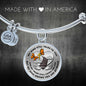 B0713018 My Mind Still Talks To You Orange Butterflies Stair Way To Heaven With Gold Cross Circle Adjustable Luxury Bangle with Back Engraving