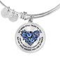 My Mind Still Talks To You Blue Butterflies Heart Shape 020520VTC09 Circle Adjustable Luxury Bangle with Back Engraving