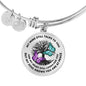 My Mind Still Talks To You Turquoise and Purple Butterflies Tree Of Life 020520VTC18 Circle Adjustable Luxury Bangle with Back Engraving