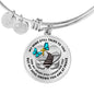 B0713003 My Mind Still Talks To You Turquoise Butterflies Stair Way To Heaven With Gold Cross Circle Adjustable Luxury Bangle with Back Engraving