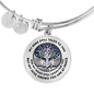 H0713009 My Mind Still Talks To You Turquoise Hummingbirds Silver Tree Of Life With Heart Wings Circle Adjustable Luxury Bangle with Back Engraving