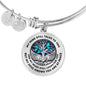 B0713005 My Mind Still Talks To You Turquoise Butterflies Silver Tree Of Life With Heart Wings Circle Adjustable Luxury Bangle with Back Engraving