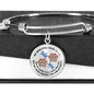 JL1507009 My Mind Turquoise Dragonflies Rose Gold Paw Circle Adjustable Luxury Bangle with Back Engraving
