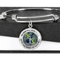 JL2407081 My Mind Still Talks To You Golden Dragonflies Celtic Tree Of Life Green Leaf And Galaxy Circle Adjustable Luxury Bangle with Back Engraving
