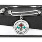 JL2107001 My Mind Still Talks To You Turquoise Butterflies Rose Cross Circle Adjustable Luxury Bangle with Back Engraving