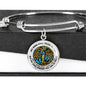 JL2407004 My Mind Still Talks To You Blue Butterflies Gold Celtic Tree Of Life And Galaxy Circle Adjustable Luxury Bangle with Back Engraving