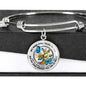JL2207029 My Mind Blue Butterflies Gold Diamond Tree Of Life Circle Adjustable Luxury Bangle with Back Engraving