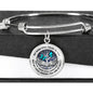 B0713005 My Mind Still Talks To You Turquoise Butterflies Silver Tree Of Life With Heart Wings Circle Adjustable Luxury Bangle with Back Engraving